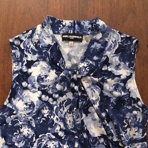 EUC - Karl Lagerfeld Paris Floral & Pearl Printed Sleeveless Blouse
